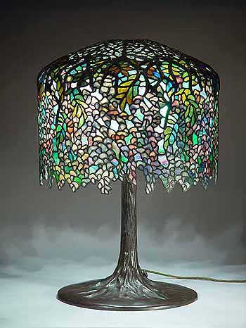 Wisteria leaded glass and bronze Tiffany Lamp